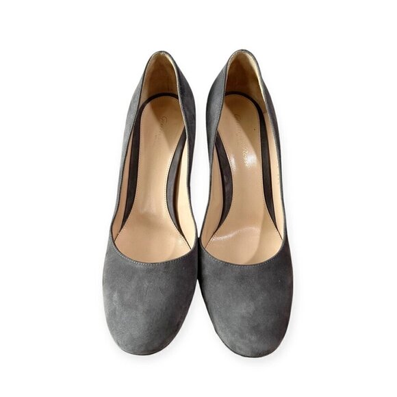 Gianvito Rossi Round Toe 85mm Block Heel Pumps, Gray Suede, 39.5 EU - Picture 3 of 12